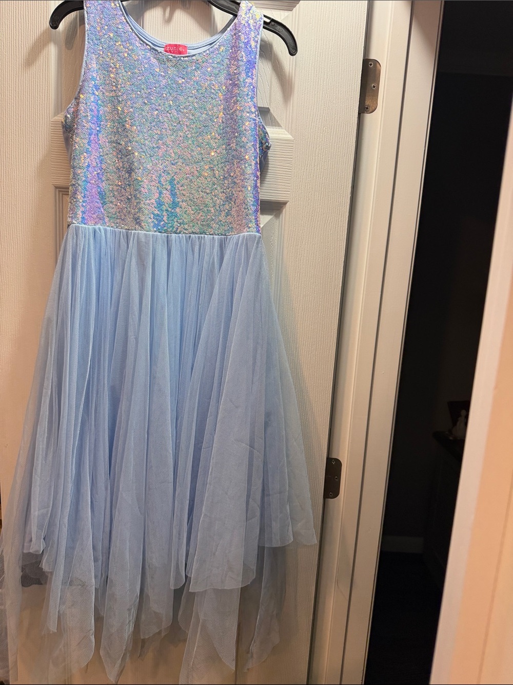 Iridescent Sequin & Tulle Blue Formal Dress for Girls